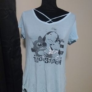Lilo and stitch tee shirt light blue